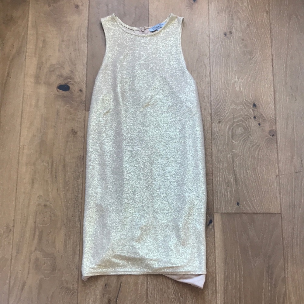 Cute Gold Side Slit Dress